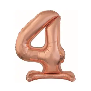 Balón foliový číslice RŮŽOVO ZLATÁ / ROSE GOLD na podstavci, 74 cm - 4 - GoDan