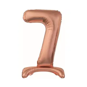 Balón foliový číslice RŮŽOVO ZLATÁ / ROSE GOLD na podstavci, 74 cm - 7 - GoDan