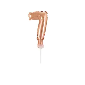 Balón foliový číslice růžovozlatá - Rose Gold 12,5 cm - 7 s držákem - BALONČ