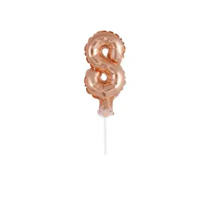 Balón foliový číslice růžovozlatá - Rose Gold 12,5 cm - 8 s držákem - BALONČ