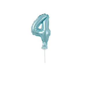 Balón foliový číslice tyrkysová (Tiffany) 12,5 cm - 4 s držákem - BALONČ