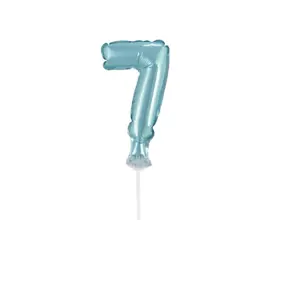 Balón foliový číslice tyrkysová (Tiffany) 12,5 cm - 7 s držákem - BALONČ