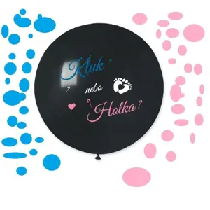 Balón latexový s nápisem " Kluk nebo holka ? " (+ konfety) - Gender reveal - Baby shower - 80 cm - SMART