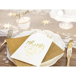 Papírové sáčky na sladkosti Mr&Mrs bílé - Svatba -13 x 14cm - 6 ks - PartyDeco