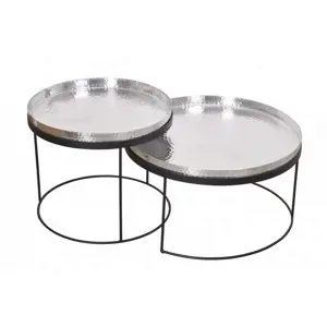 Estila Art-deco set kulatých konferenčních stolků Elements stříbrná 57cm