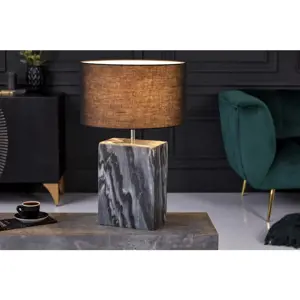 Estila Art deco stolní lampa Miracul s obdélníkovou mramorovou podstavou černé barvy 55cm