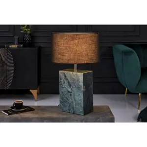 Estila Art deco stolní lampa Miracul v zeleném provedení s mramorovou obdélníkovou podstavou 55cm