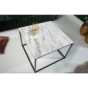 Estila Art-deco stylový konferenční stolek Elements Blanc z leštěného mramoru 50cm