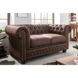 Estila Chesterfield jedinečná hnědá dvojsedačka Loungrre s vkusným prošíváním 150cm