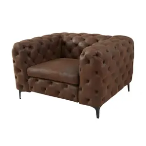 Estila Chesterfield křeslo Modern Barock v hnědém potahu s nožičkami 70cm