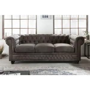 Estila Chesterfield sedačka v šedé barvě Chesterfield Grau 200cm