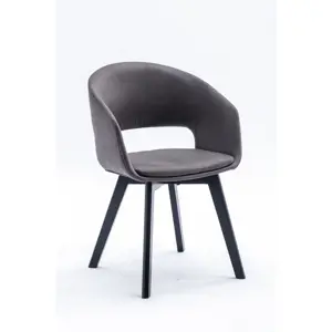 Estila Design modern Lena dining chair with gray upholstery and black wooden legs 79cm