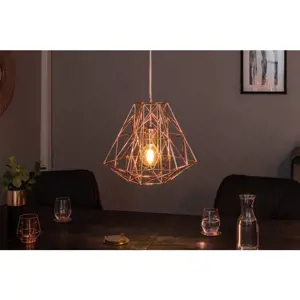 Estila Designová závěsná lampa Mira růžově zlatá