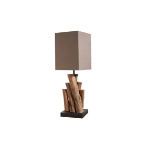 Estila Koloniální stolní lampa Pure Nature s hnědým hranatým stínítkem 45cm