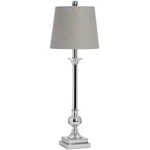 Estila Luxusní moderní stolní lampa Milan s chromovou podstavou a stínítkem se vzorem rybí kosti šedá 71 cm