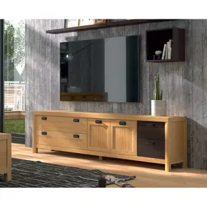 Estila Masivní designový TV stolek Lyon v moderním stylu se šuplíky a dvířky 231cm