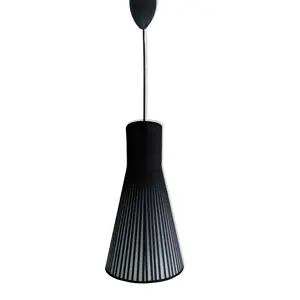 Estila Moderní designová závěsná lampa Negro s textilním černým stínítkem s lineárním vzorem 20 cm