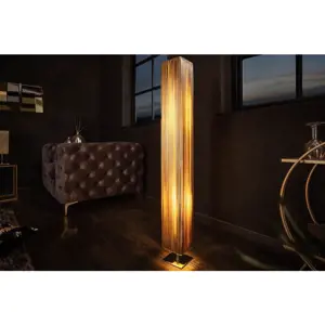 Estila Moderní stojací lampa Paris s látkovým stínítkem zlaté barvy 120cm