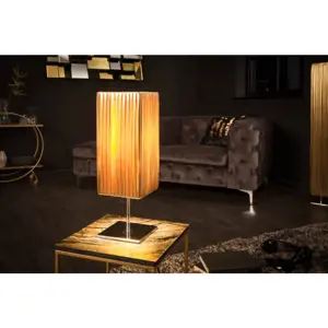 Estila Moderní stolní lampa Paris s látkovým stínítkem zlaté barvy 43cm