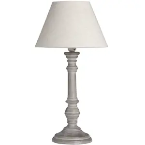 Estila Noční lampa Pella s keramickou nohou v šedé barvě ve vintage stylu 31cm