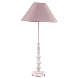 Estila Noční lampa Sol ve starorůžové barvě s tvarovanou podstavou ve vintage stylu 68 cm