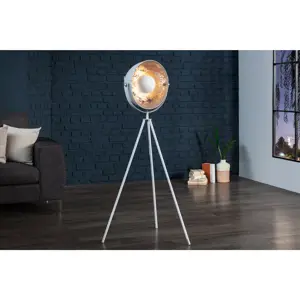 Estila Originální moderní stojací lampa Studio 140cm bílá / stříbrná