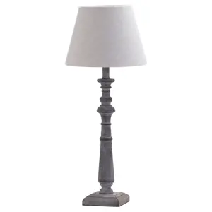 Estila Rustikální stolní lampa Boisé v šedé barvě s béžovým lněným stínidlem 50 cm