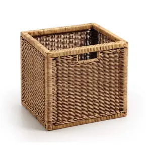 Estila Venkovský stylový košík Rattan z přírodního materiálu v hnědé barvě 38cm