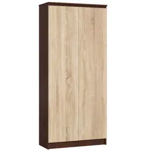 Regál R 80 cm CLP 2 dvířka 8 poliček wenge/dub sonoma