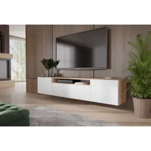 Závěsný televizní stolek RTV Neo 180 cm Dub artisan - bílá