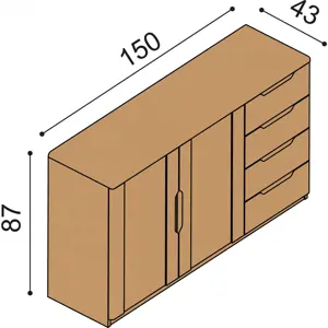 Komoda JELÍNEK FLABO 3DDZ4 Materiál: Dub, Moření: Přírodní