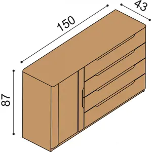 Komoda JELÍNEK FLABO 3DZ4 Materiál: Dub, Moření: Přírodní